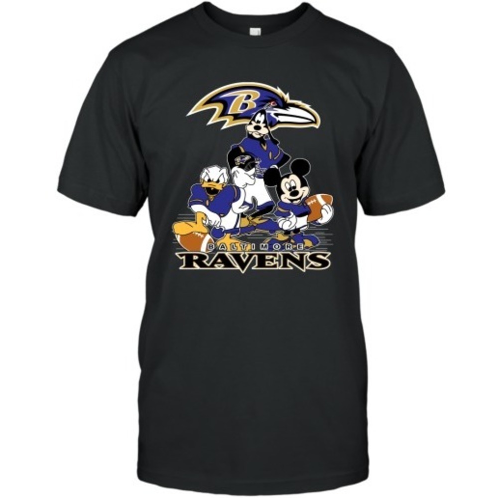 NFL Baltimore Ravens Mickey Mouse Donald Duck Goofy Football T Shirt